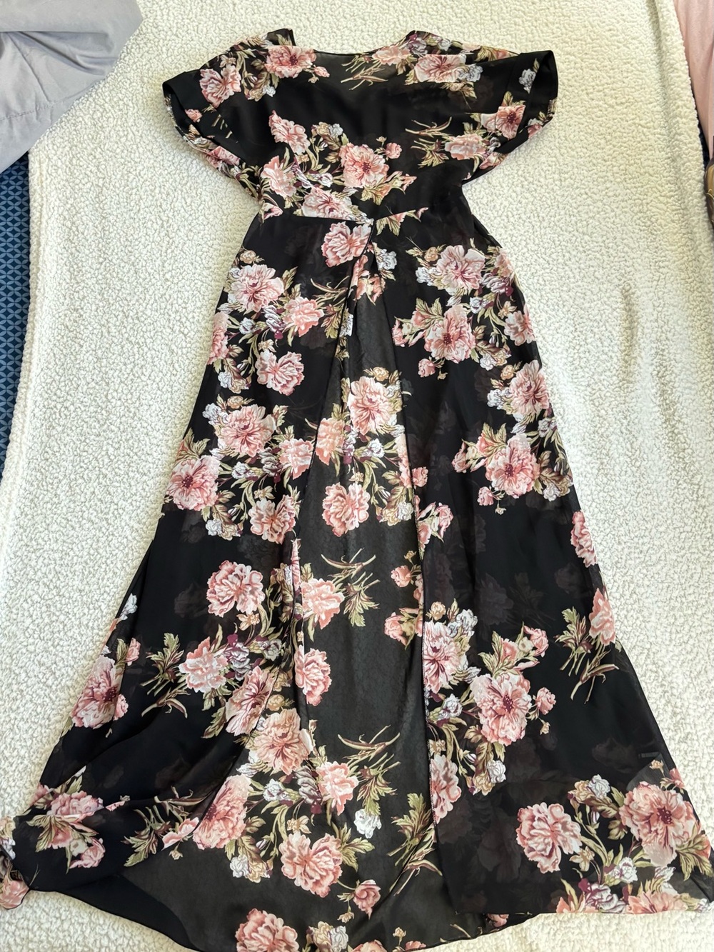 SHEIN Black Maxi Dress with Pink Floral Print